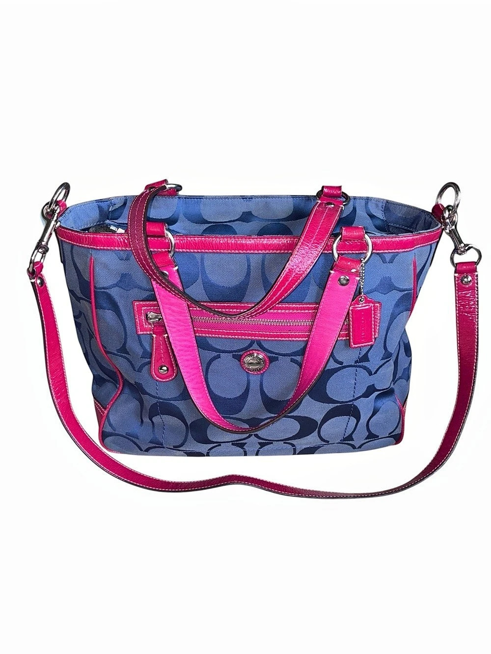 Coach Laura Signature Tote Blue & Pink Logo Tote Bag